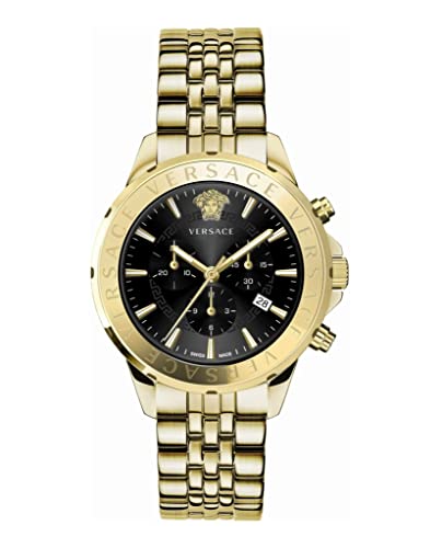 Versace Herren Armbanduhr Chrono Signature 44 mm Chronograph, Datumsfenster Armband Edelstahl VEV601021 von Versace