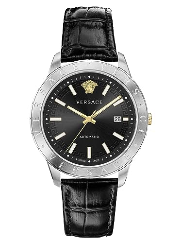 Versace Herren Armbanduhr Univers 43 mm Datumsfenster Armband Leder VE2D00221 von Versace