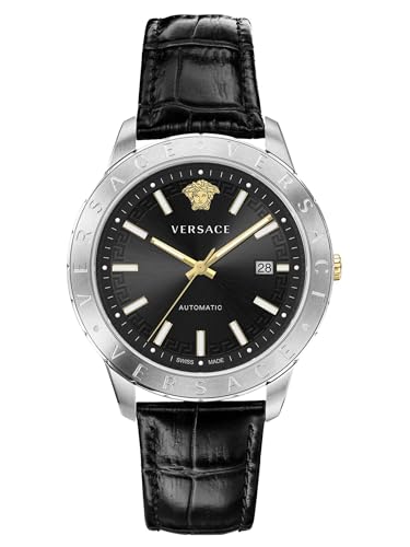 Versace Herren Armbanduhr Univers 43 mm Datumsfenster Armband Leder VE2D00221 von Versace
