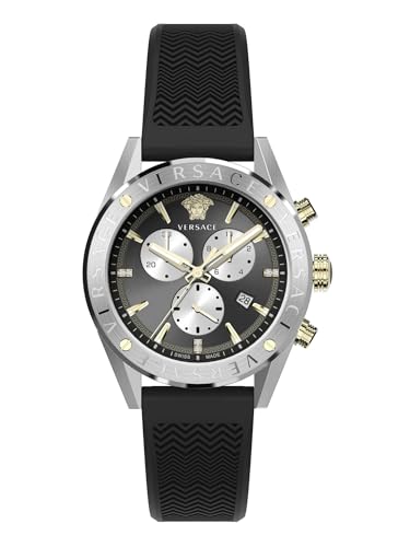 Versace Herren Armbanduhr V-Chrono 45 mm Chronograph, Datumsfenster Armband Silikon VEHB00819 von Versace