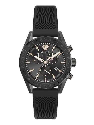 Versace Herren Armbanduhr V-Chrono 45 mm Chronograph, Datumsfenster Armband Silikon VEHB01019 von Versace