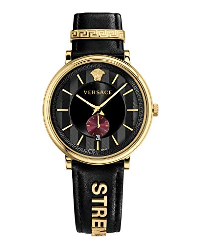 Versace Herren-Armbanduhr VBQ050017 V Circle Schweizer Quarz Schwarz, Gelbgold, Luxuriös von Versace