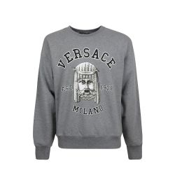 Versace Herren Grauer Baumwoll-sweatshirt Mit Rundhalsausschnitt von Versace