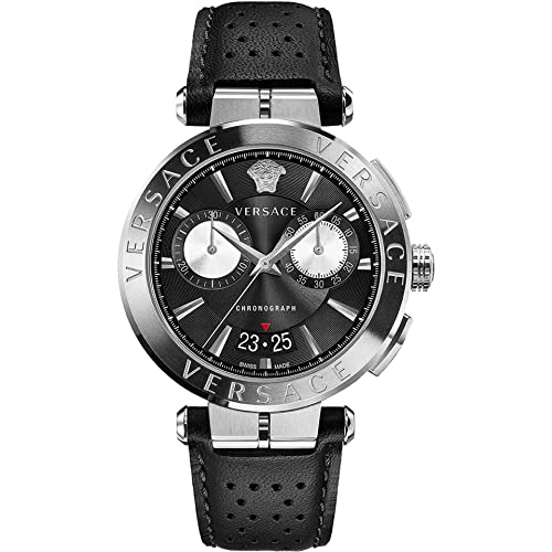 Versace Herren Uhr Chronograph Aion Herrenuhr Leder Armband 45mm VE1D007 19 von Versace