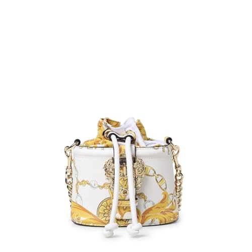 Versace Jeans Couture Mini-Beuteltasche, Umhängetasche, Weiß-Gold von VERSACE JEANS COUTURE