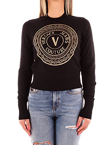 Versace Jeans Jeans Damen Trikot 71DPM12 Logo Lurex, Schwarz, L von Versace