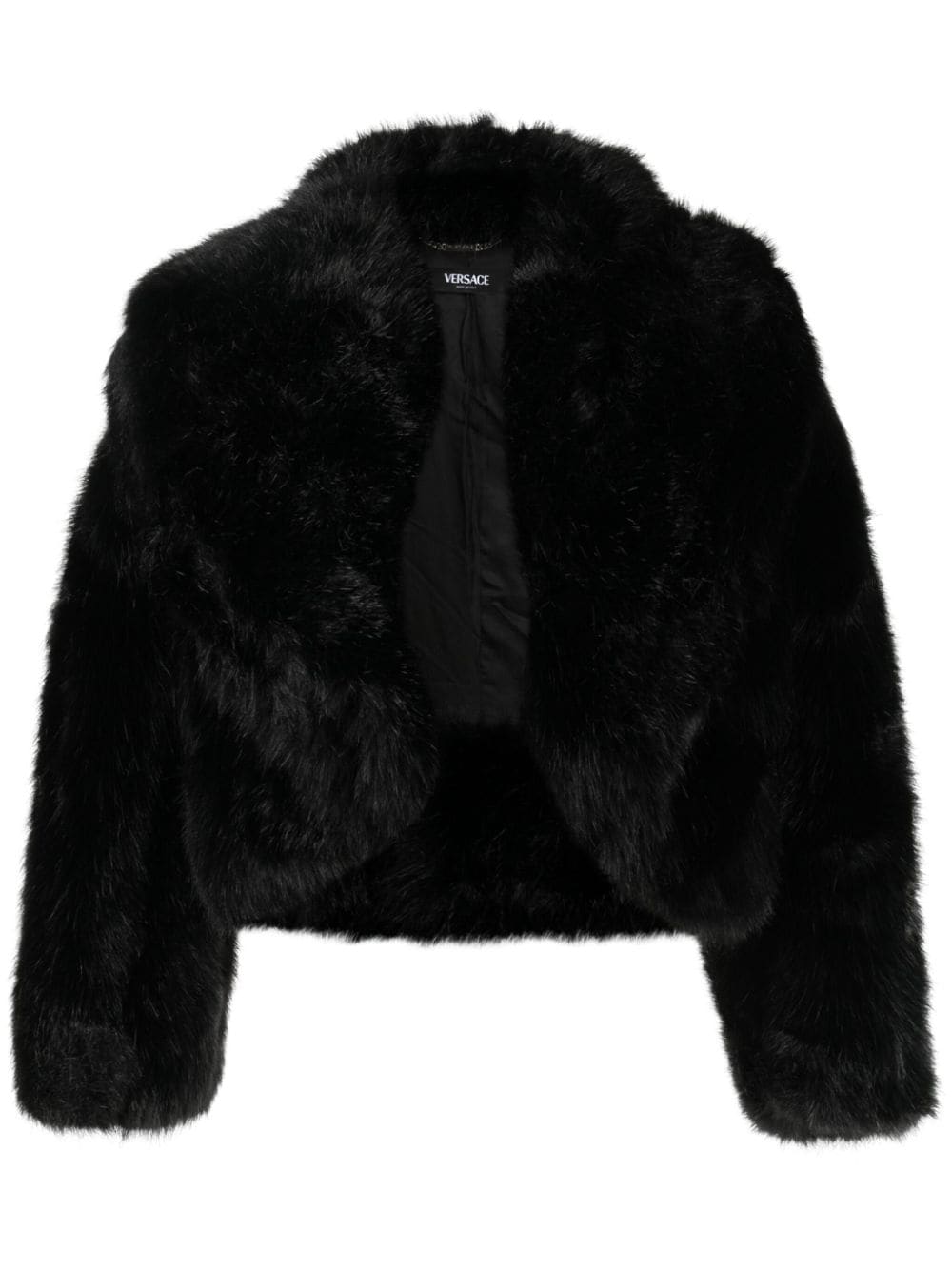 Versace Kapuzenjacke aus Faux Fur - Schwarz von Versace