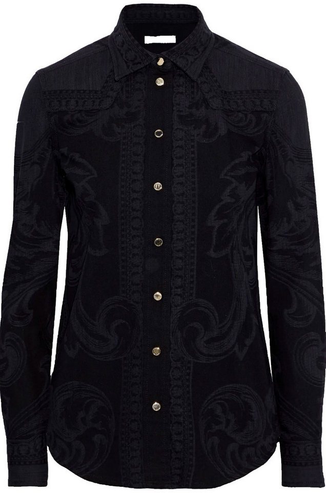 VERSACE COLLECTION Langarmhemd Herren Hemd Denim Cotton Exklusivem Design silberfarbenen, logo-geprägten Knöpfen verziert von VERSACE COLLECTION