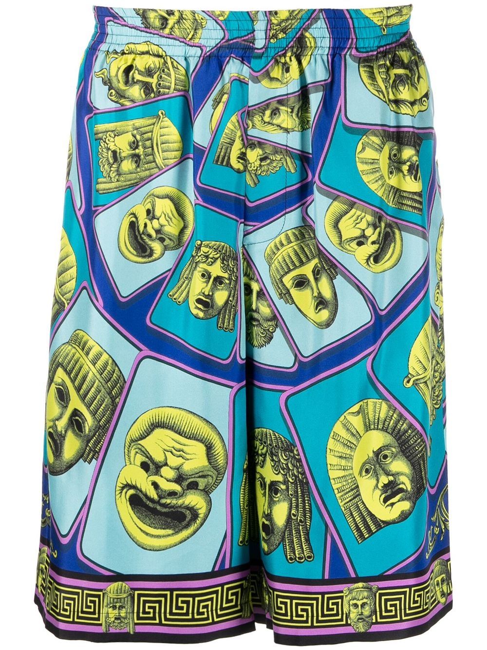 Versace Shorts aus Seide mit Le Maschere-Print - Blau von Versace