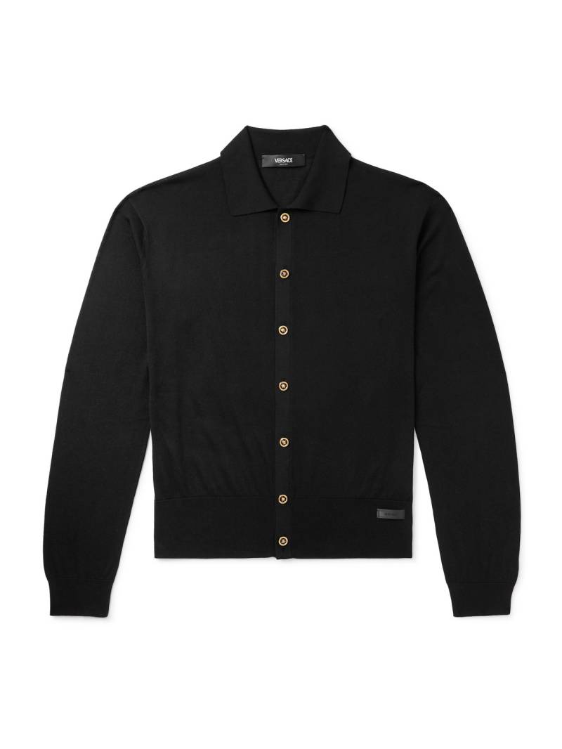 Versace - Logo-Appliquéd Silk and Cotton-Blend Cardigan - Men - Black - IT 48 von Versace