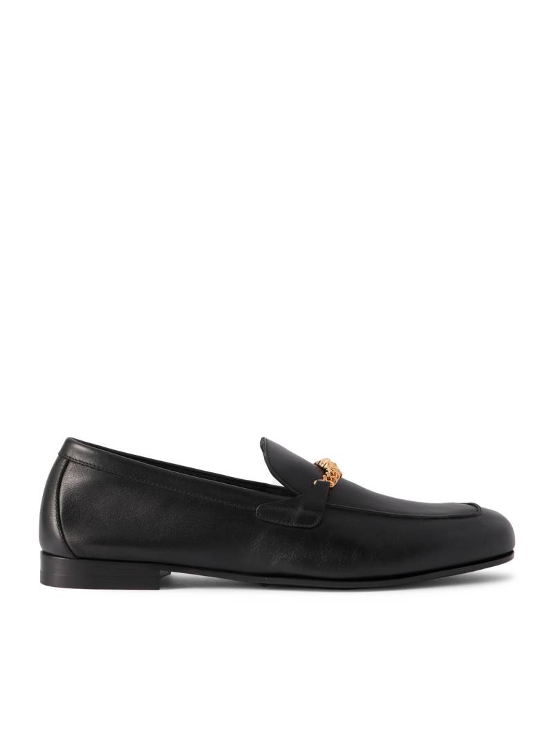 Versace - Logo-Embellished Leather Loafers - Men - Black - EU 43 von Versace