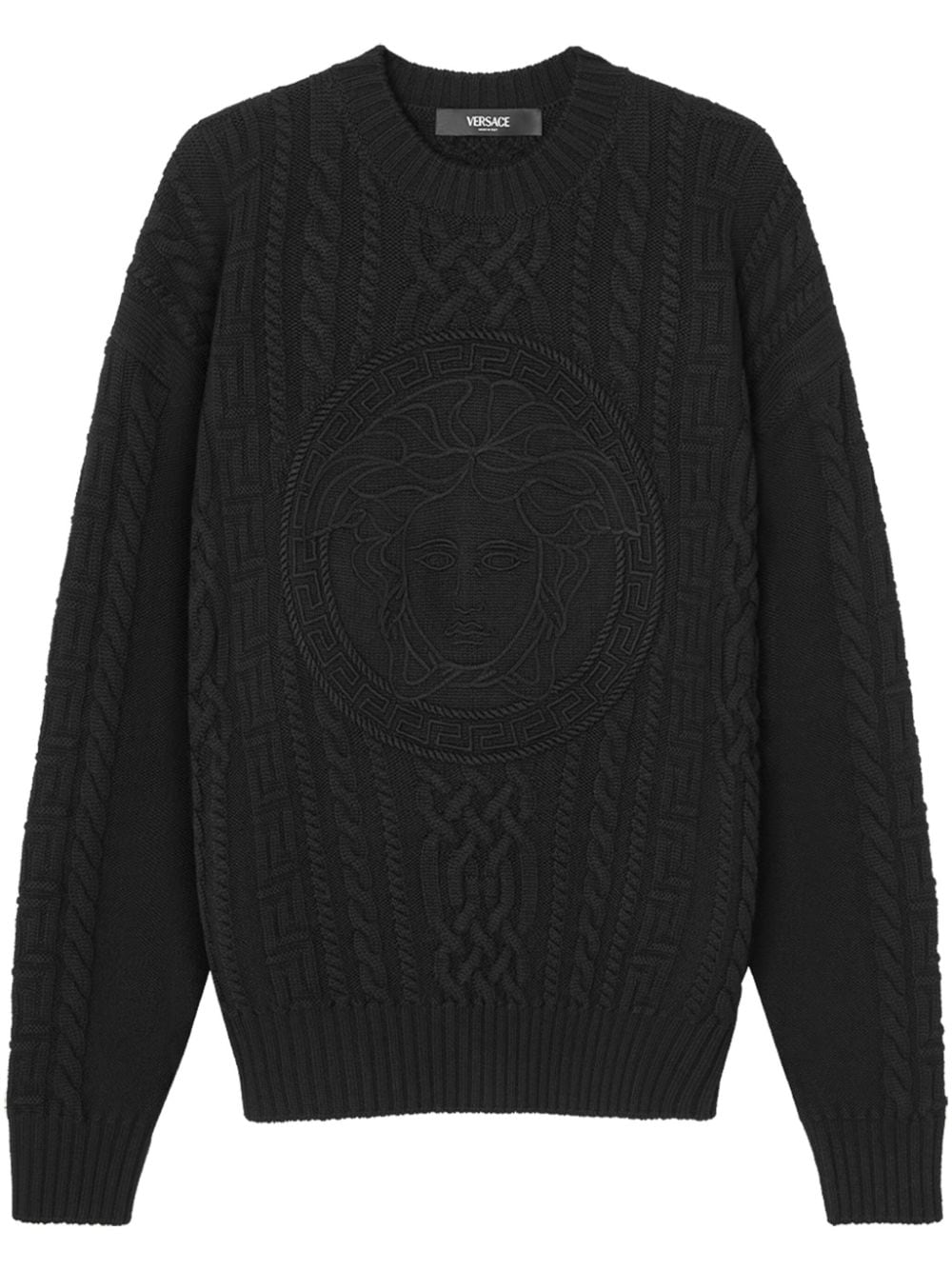 Versace Medusa Head Pullover mit Zopfmuster - Schwarz von Versace