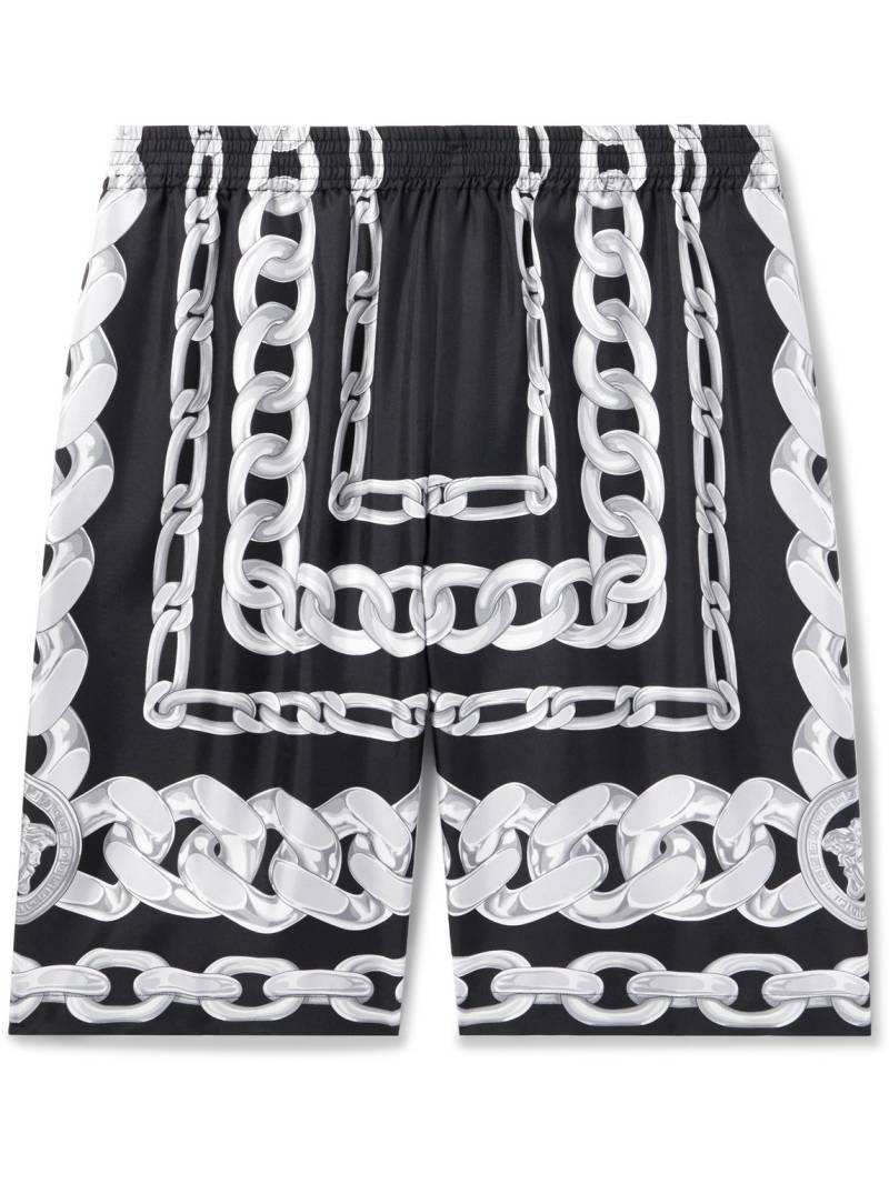 Versace - Medusa Wide-Leg Printed Silk-Twill Shorts - Men - Black - IT 56 von Versace