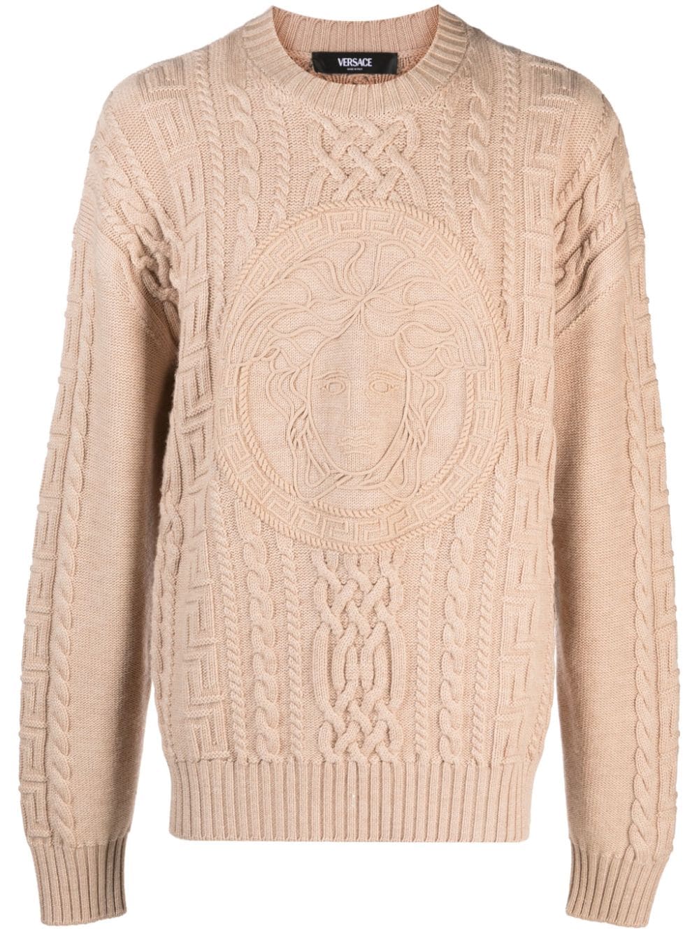 Versace Medusa Pullover mit Zopfmuster - Nude von Versace