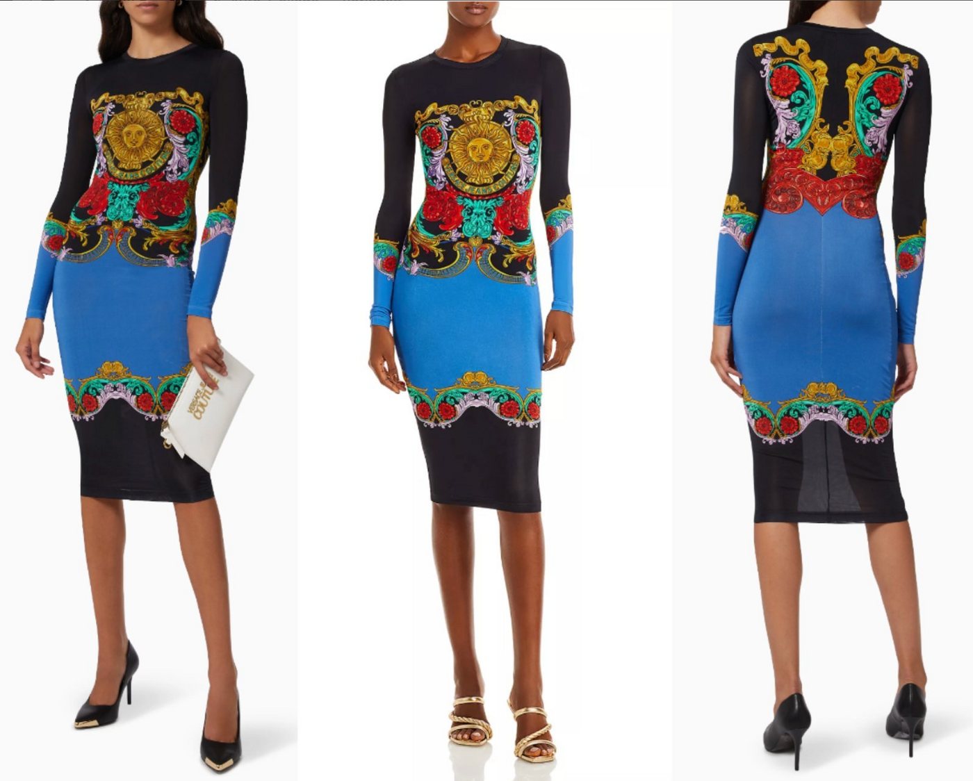 Versace Midikleid VERSACE JEANS COUTURE Regalia Midi Dress Sunflower Garland Baroque Mid von Versace