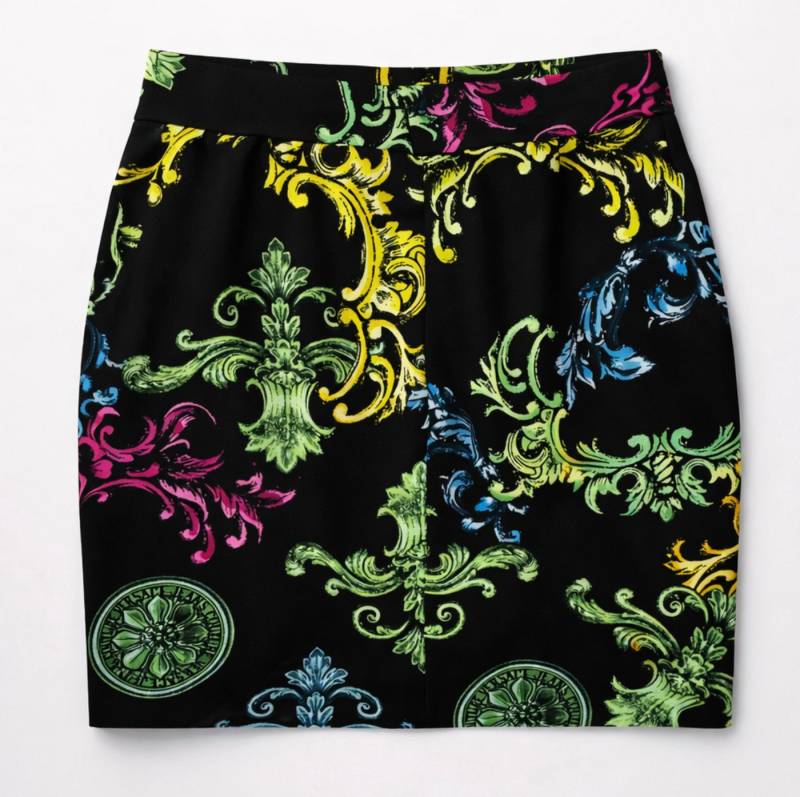 Versace Minirock Jeans Couture Barock Print Rock Markentypische Ästhetik mit hohem Wiedererkennungswert von Versace
