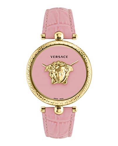 Versace Palazzo Empire Collection Luxuriöse Damenuhr mit einem rosa Armband mit goldfarbenem Gehäuse und rosa Zifferblatt, Gold, OS, Palazzo Reich von Versace