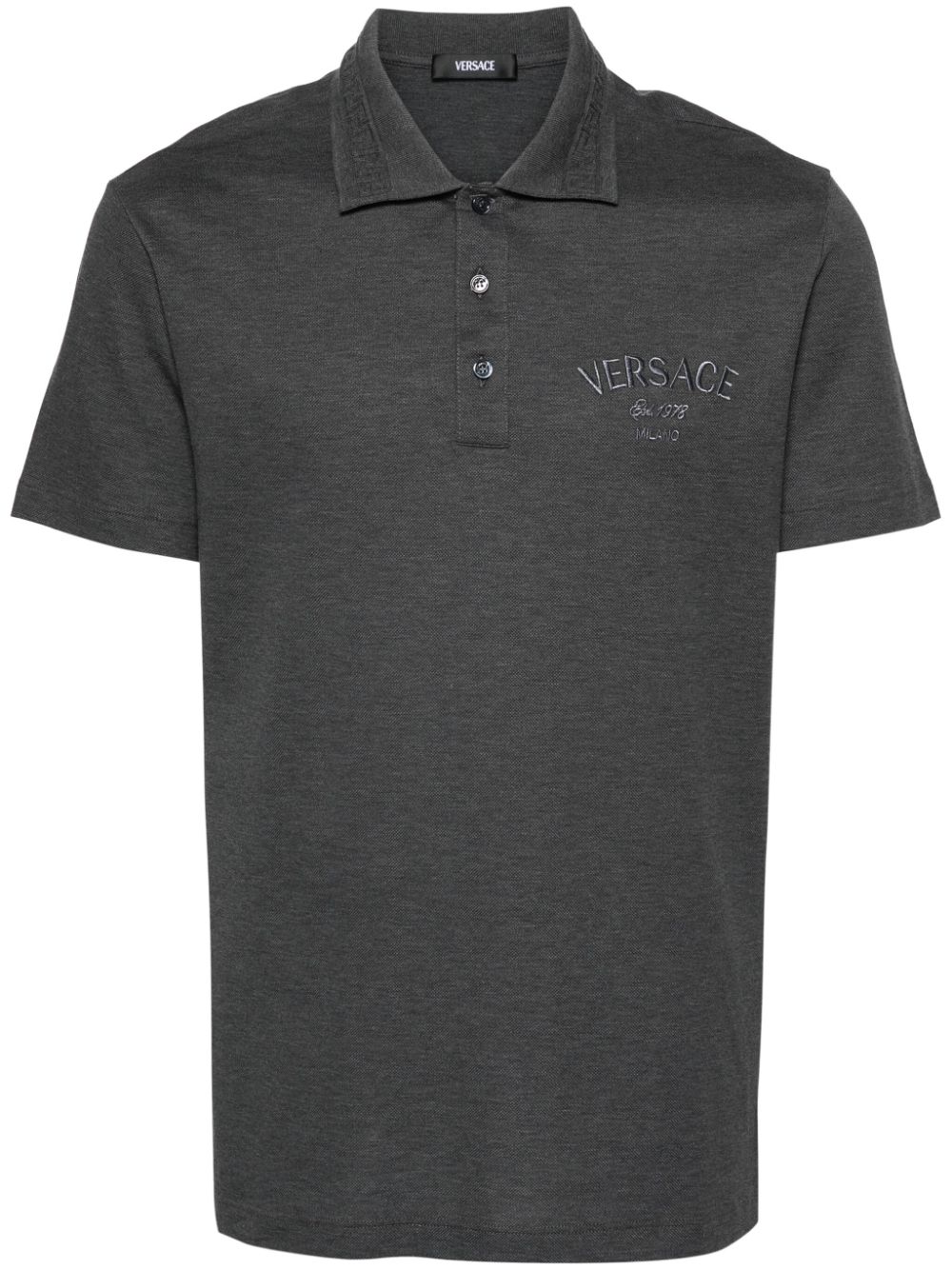 Versace Poloshirt mit Logo-Stickerei - Grau von Versace