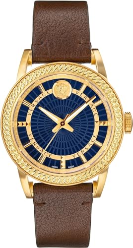 Versace Schweizer Uhr Herren Armbanduhr Code Lederarmband braun Gold 42 mm VEPO00220 von Versace