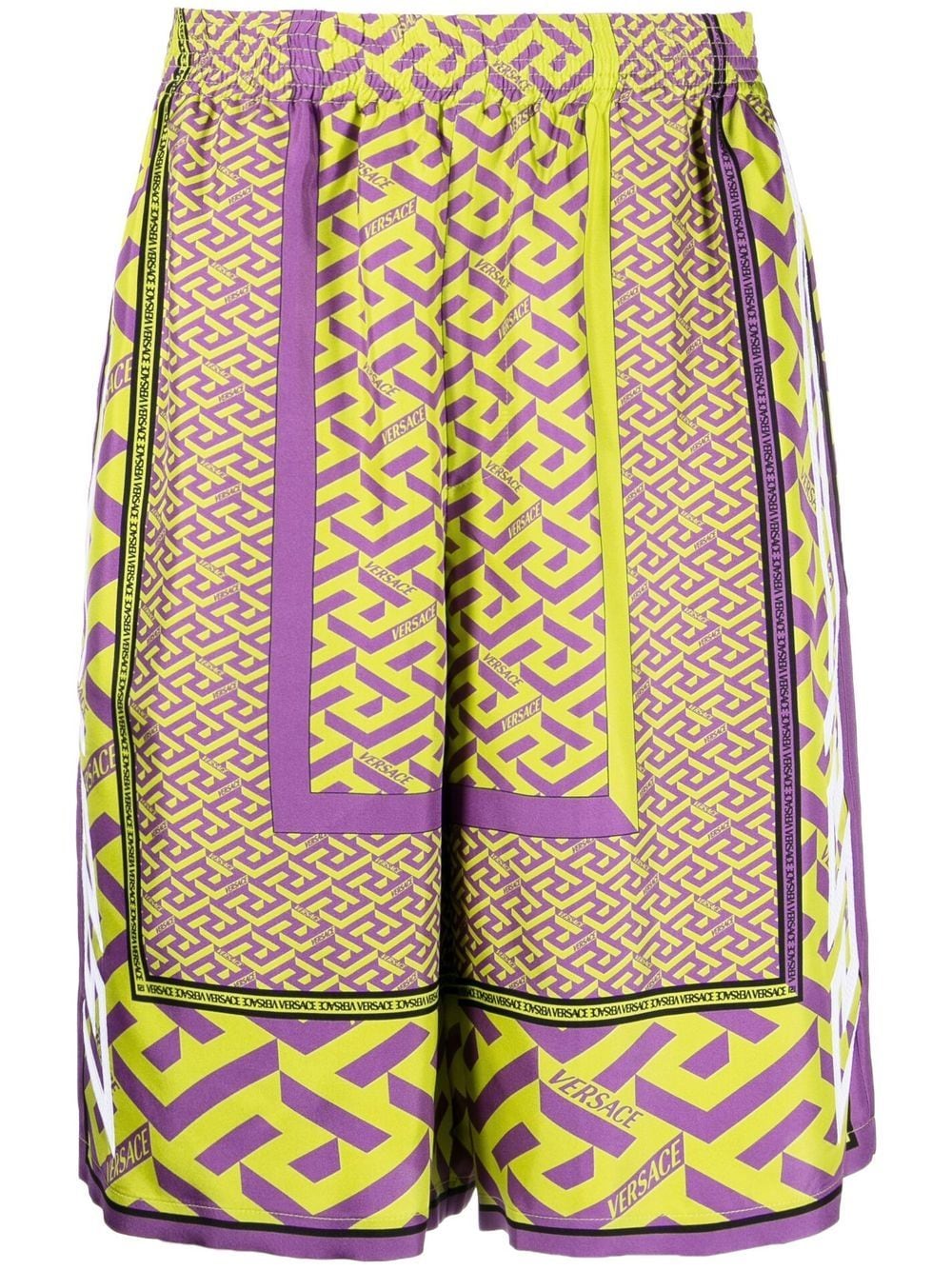 Versace Seidenshorts mit La Greca-Print - Gelb von Versace