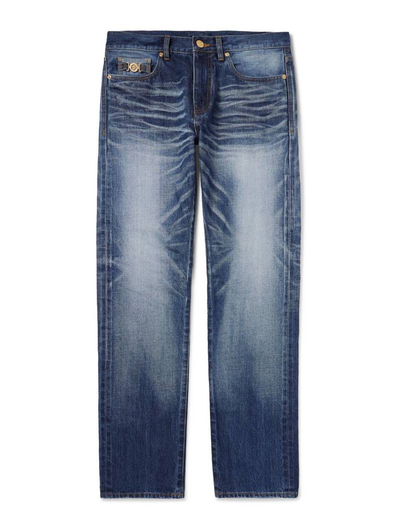 Versace - Slim-Fit Straight-Leg Embellished Jeans - Men - Blue - UK/US 33 von Versace
