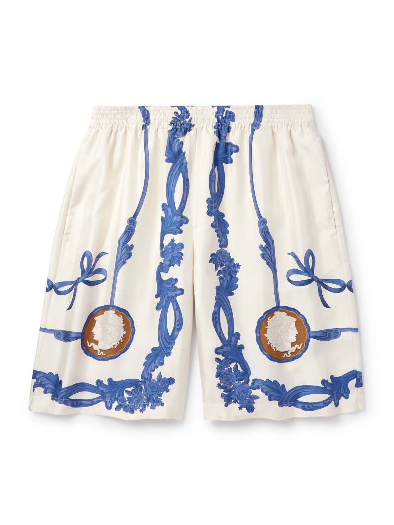 Versace - Straight-Leg Printed Silk-Twill Shorts - Men - Neutrals - IT 46 von Versace
