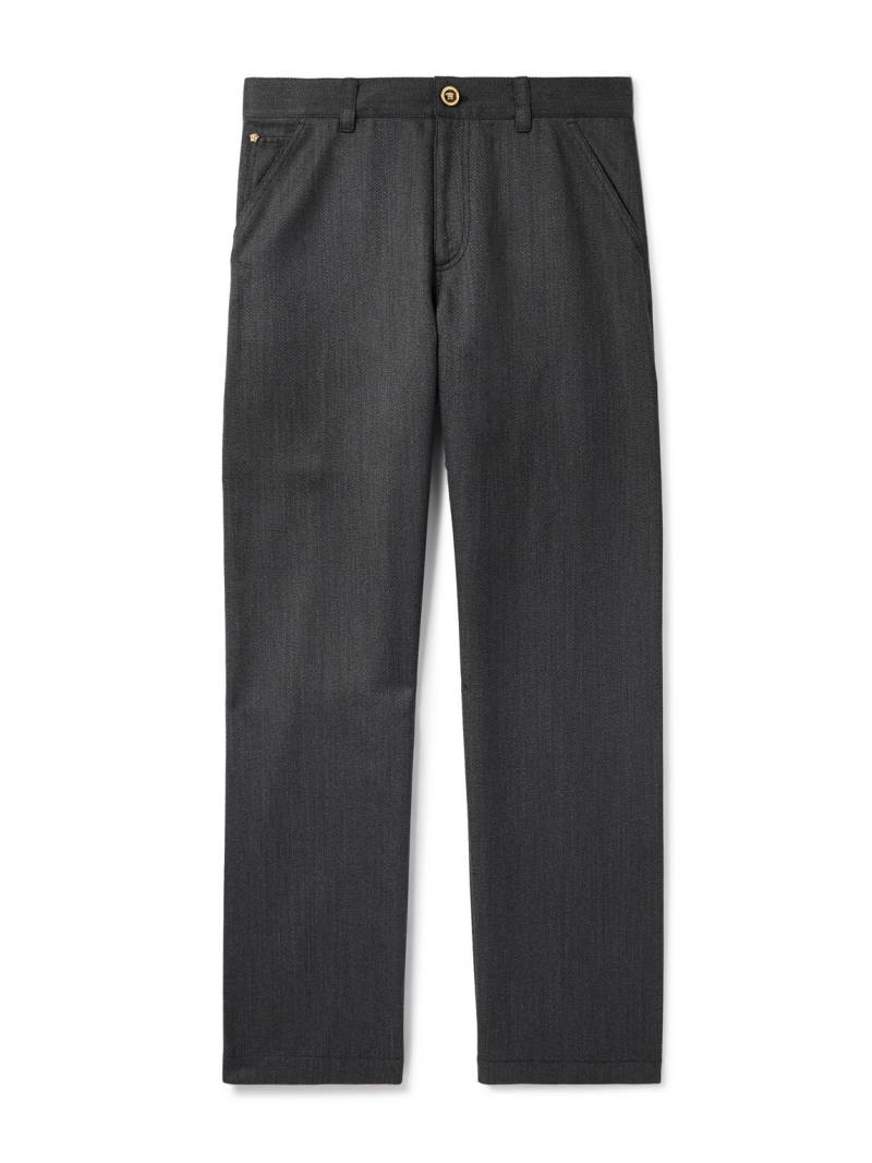 Versace - Straight-Leg Wool-Mouliné Trouser - Men - Gray - IT 48 von Versace