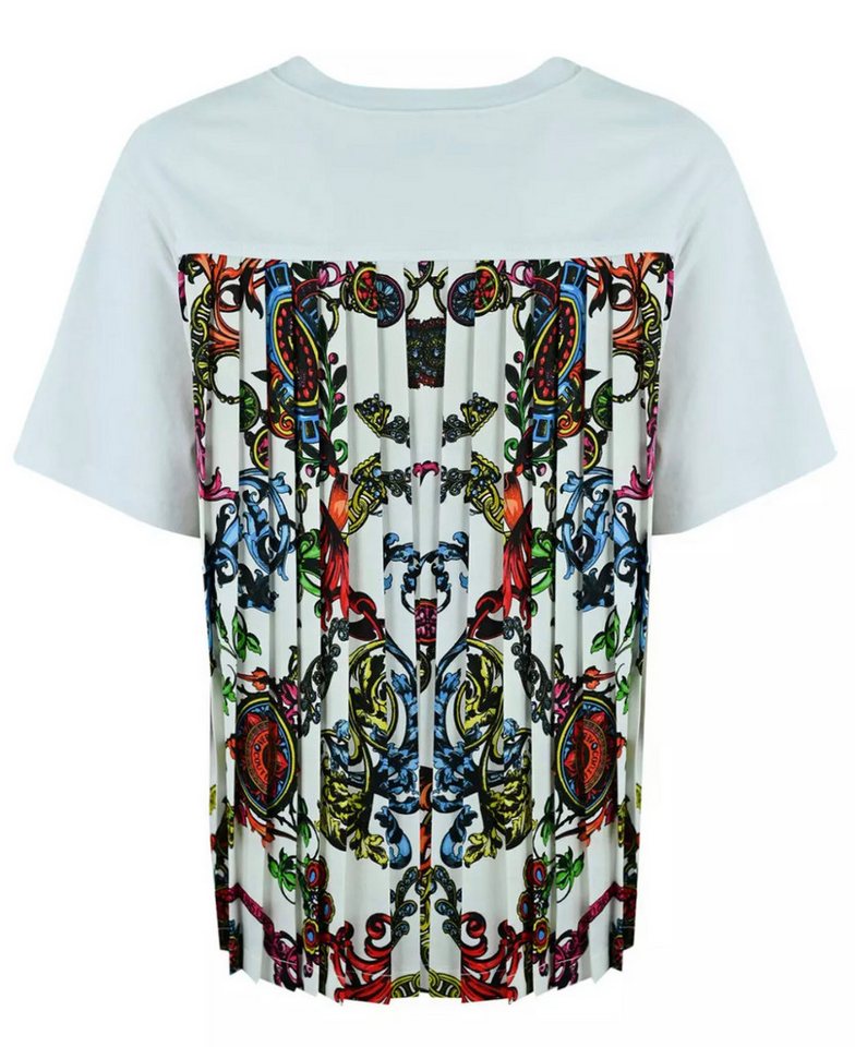 Versace T-Shirt Damen Bluse Barock Plissee Loose Fit Shirt Plissee-Verarbeitung mit Mehrfarbiges Barockmuster von Versace