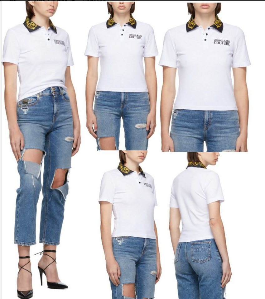 Versace T-Shirt VERSACE COUTURE BAROQUE COTTON PIQUET Polo-Shirt T-shirt Bluse Retro P von Versace