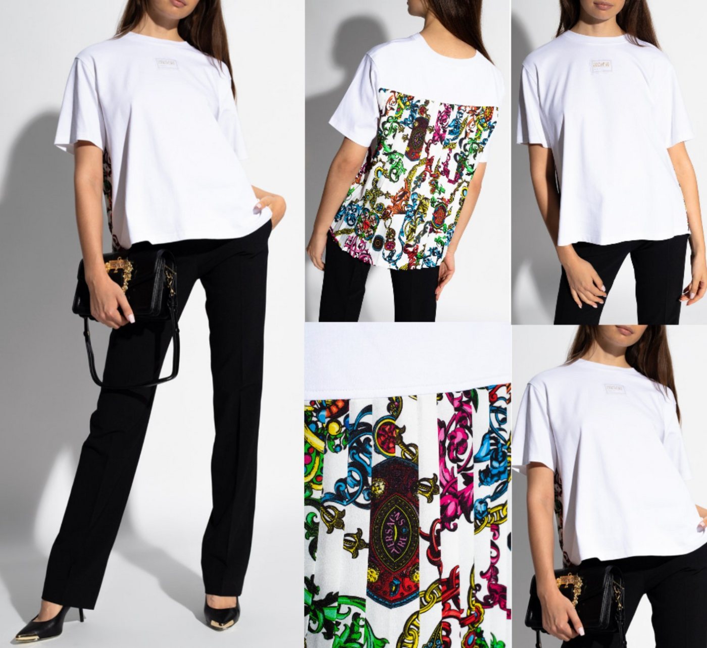 Versace T-Shirt VERSACE JEANS COUTURE PATTERNED Barock Top Bluse Shirt Oversized T-shi von Versace