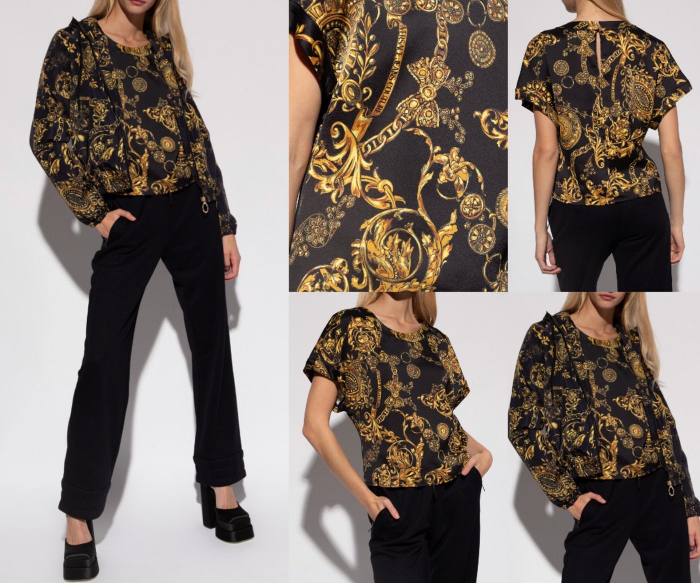 Versace T-Shirt VERSACE JEANS COUTURE PATTERNED Barock Top Bluse Shirt T-shirt Iconic von Versace