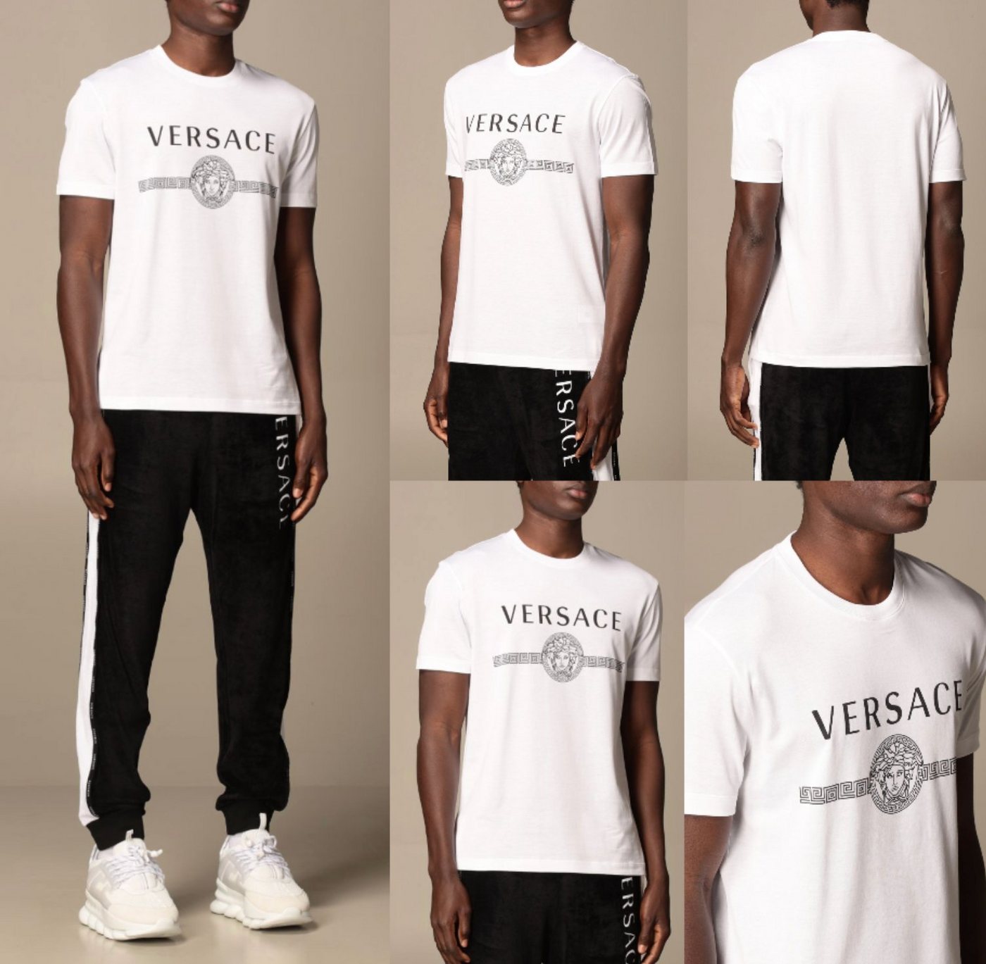 Versace T-Shirt VERSACE Logo Medusa Crew Neck T-Shirt Cotton Iconic Retro Greek Shirt von Versace
