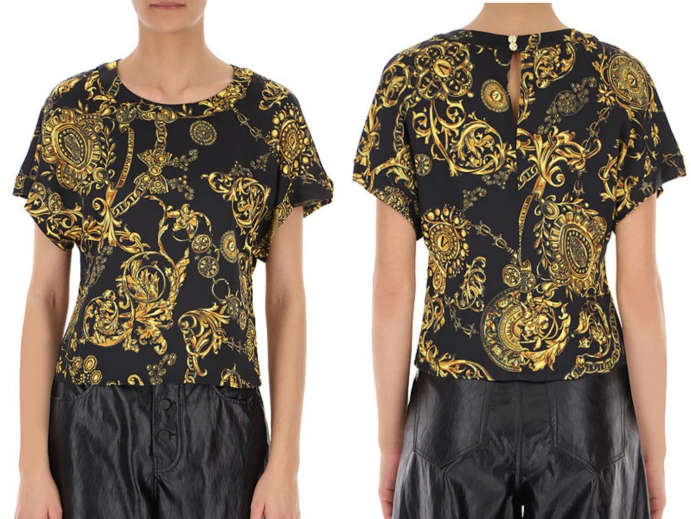 Versace T-Shirt VERSACE JEANS COUTURE PATTERNED Barock Top Bluse Shirt T-shirt Iconic von Versace