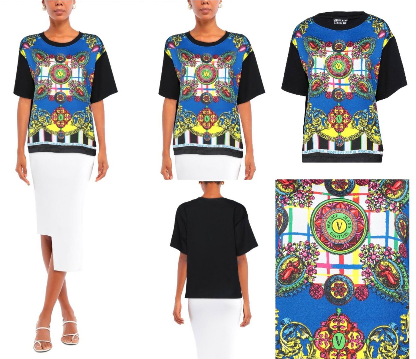 Versace T-Shirt VERSACE JEANS COUTURE PATTERNED Barock Top Bluse Shirt Oversized T-shi von Versace