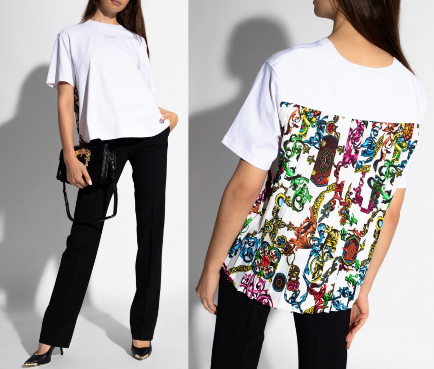 Versace T-Shirt VERSACE JEANS COUTURE PATTERNED Barock Top Bluse Shirt Oversized T-shi von Versace