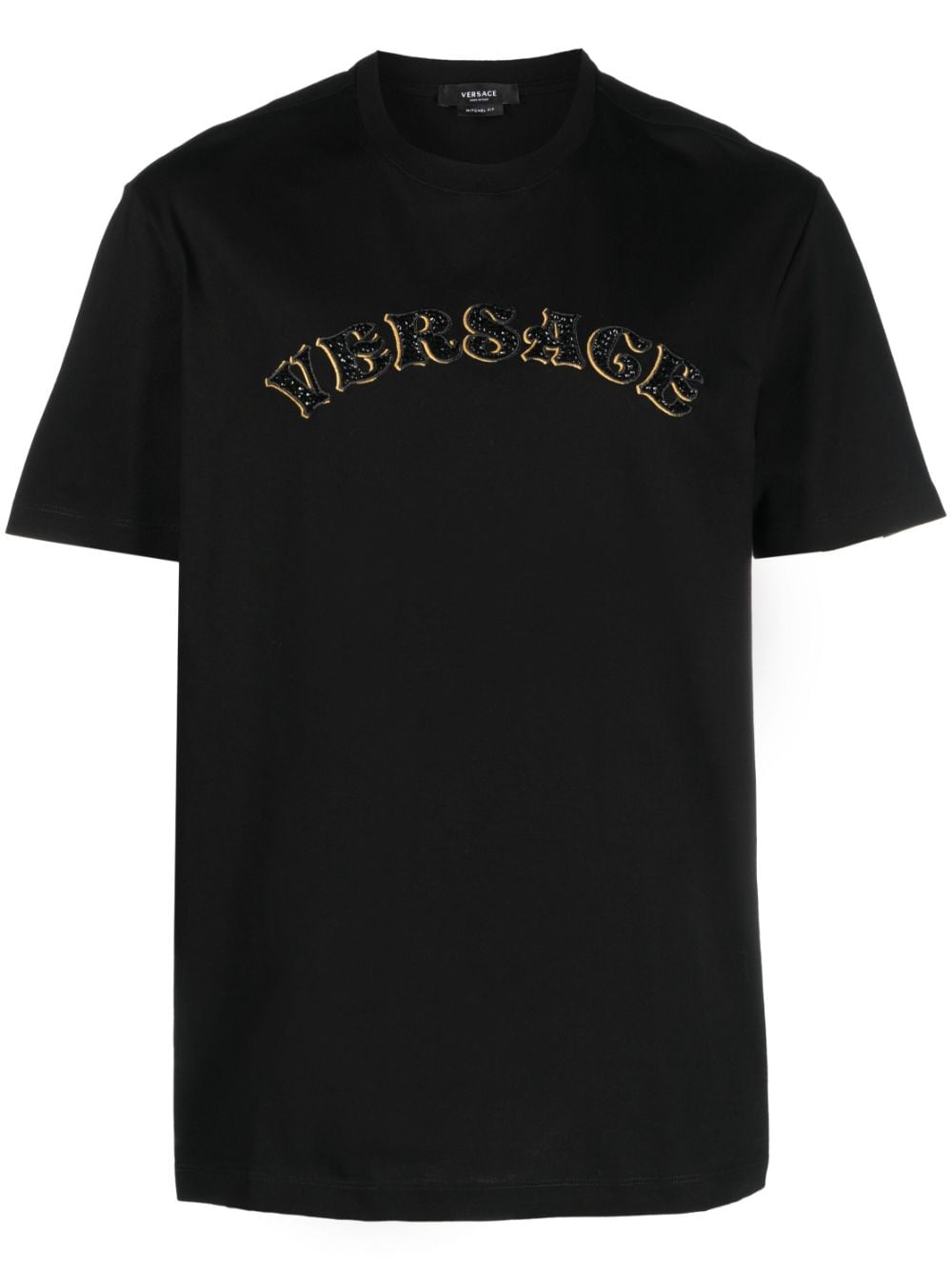 Versace T-Shirt mit Logo-Stickerei - Schwarz von Versace
