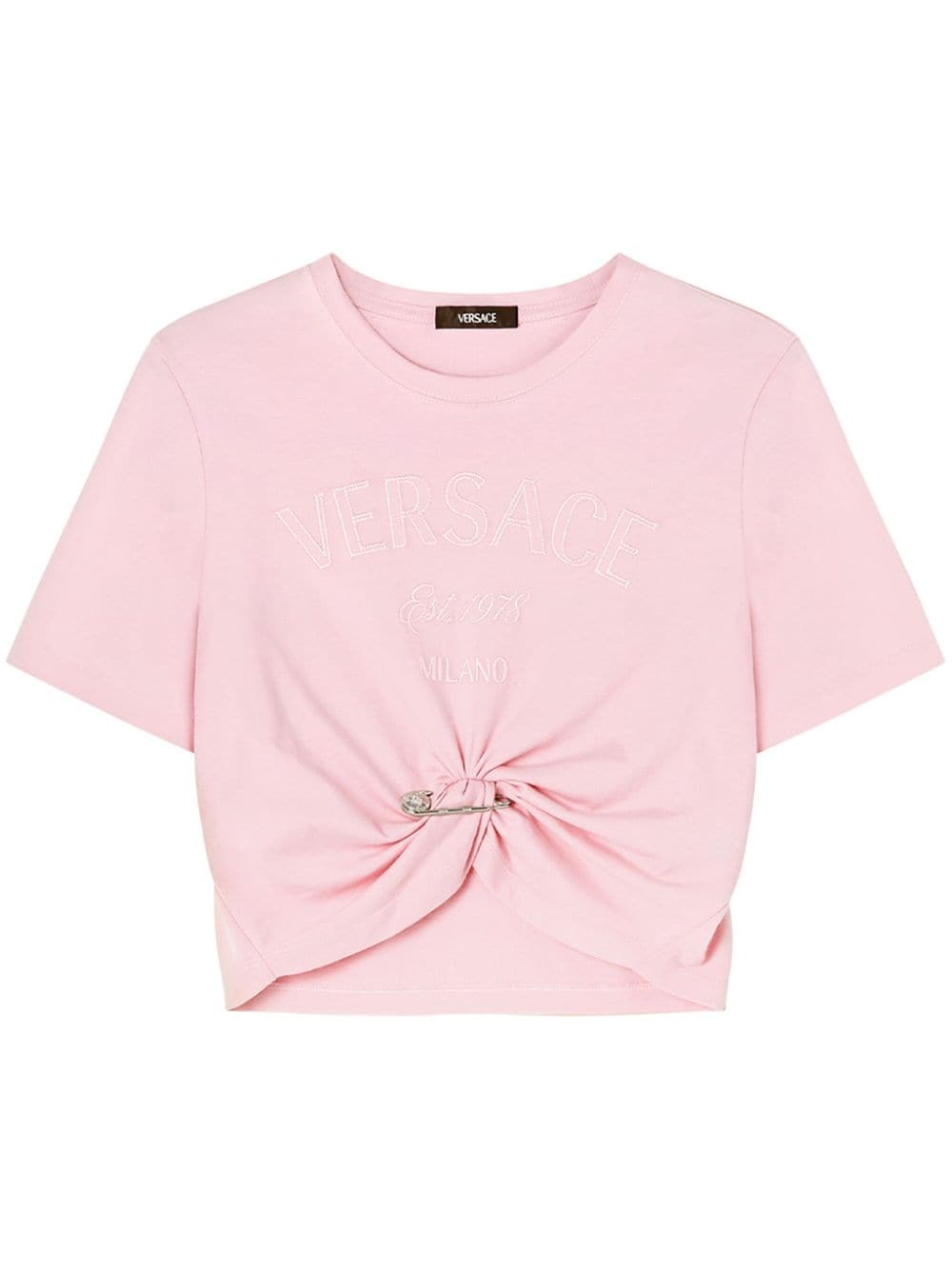 Versace T-Shirt mit Medusa-Sicherheitsnadel - Rosa von Versace