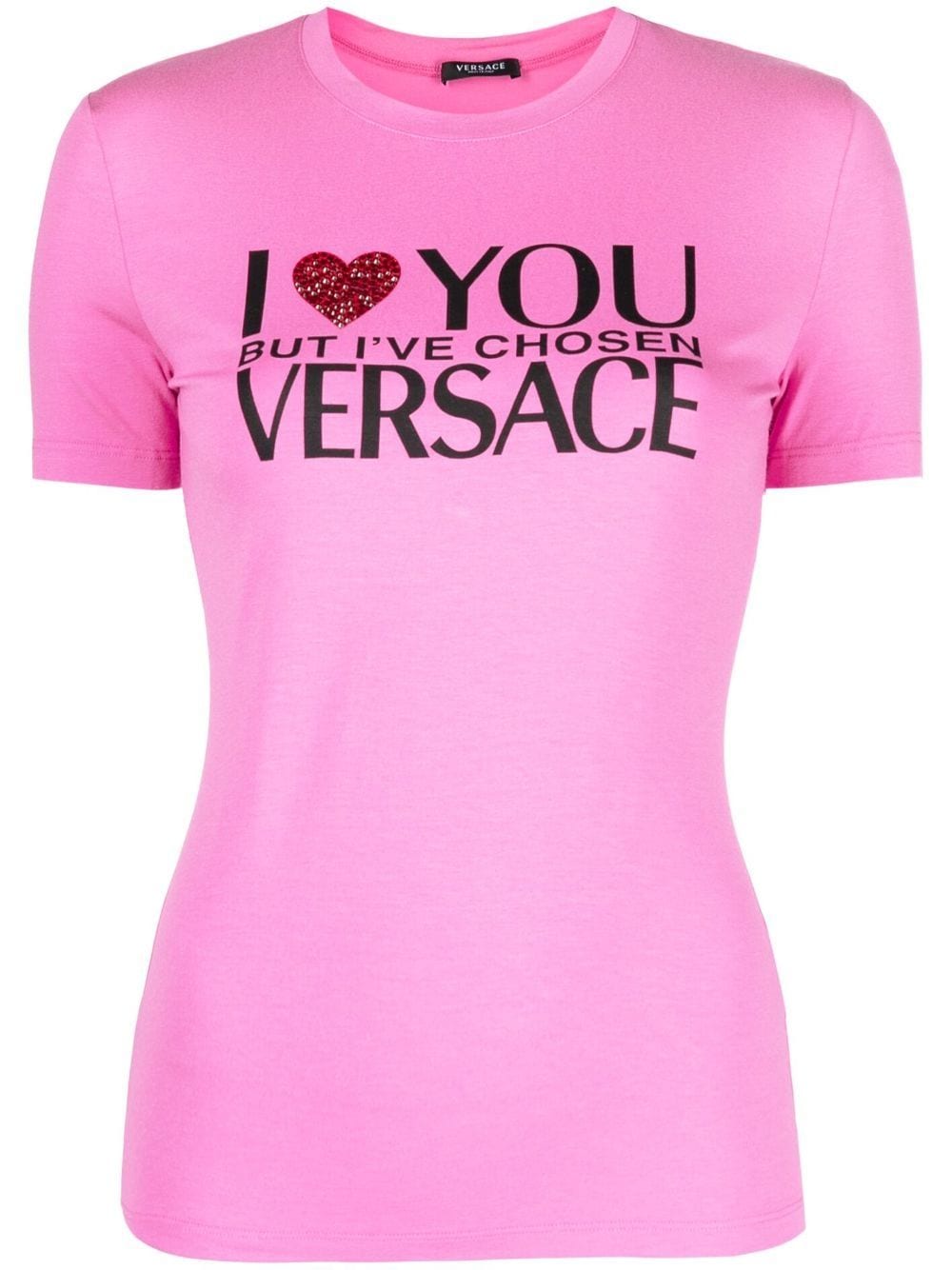 Versace T-Shirt mit Slogan-Print - Rosa von Versace