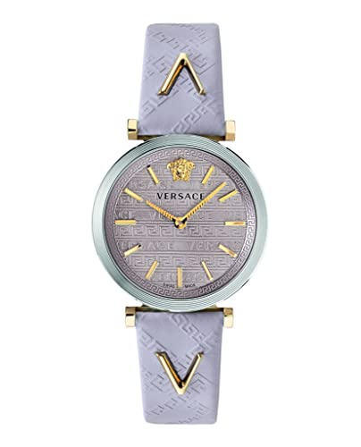 Versace V-Twist Damenuhr Hellrosa Leder Silber Gold Stahl 36mm VELS00219 von Versace