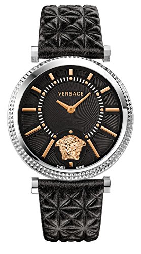 Versace VQG020015 Damen-Armbanduhr V-Helix schwarzes Zifferblatt Leder von Versace