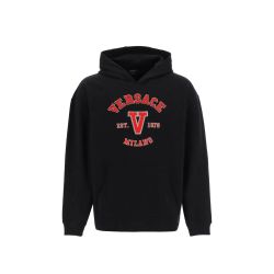 Versace Varsity Kapuzenpullover Aus Baumwolle In Schwarz - Herren von Versace