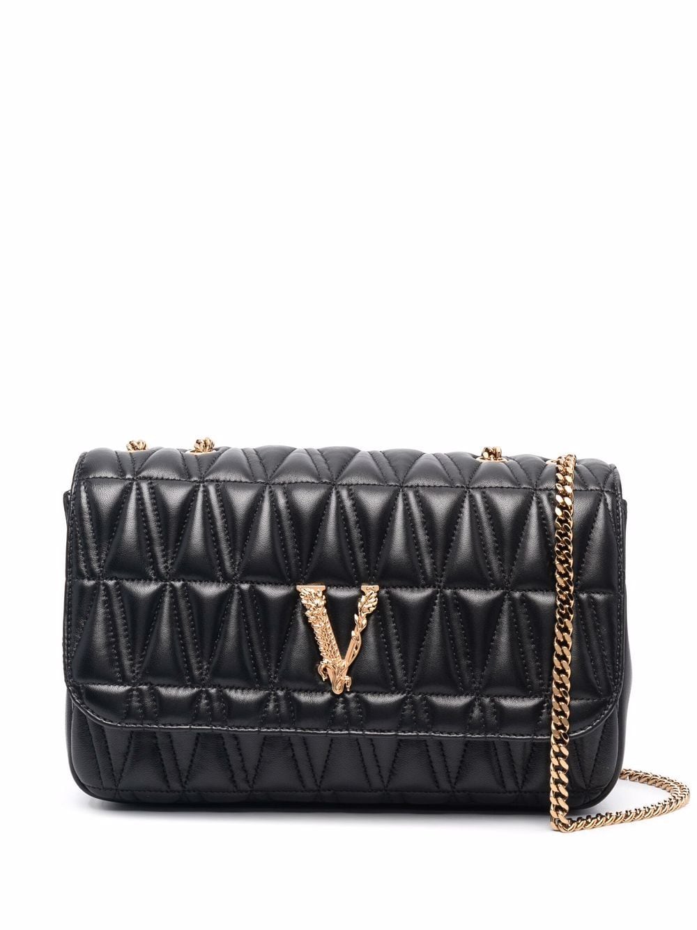 Versace Gesteppte Virtus Schultertasche - Schwarz von Versace