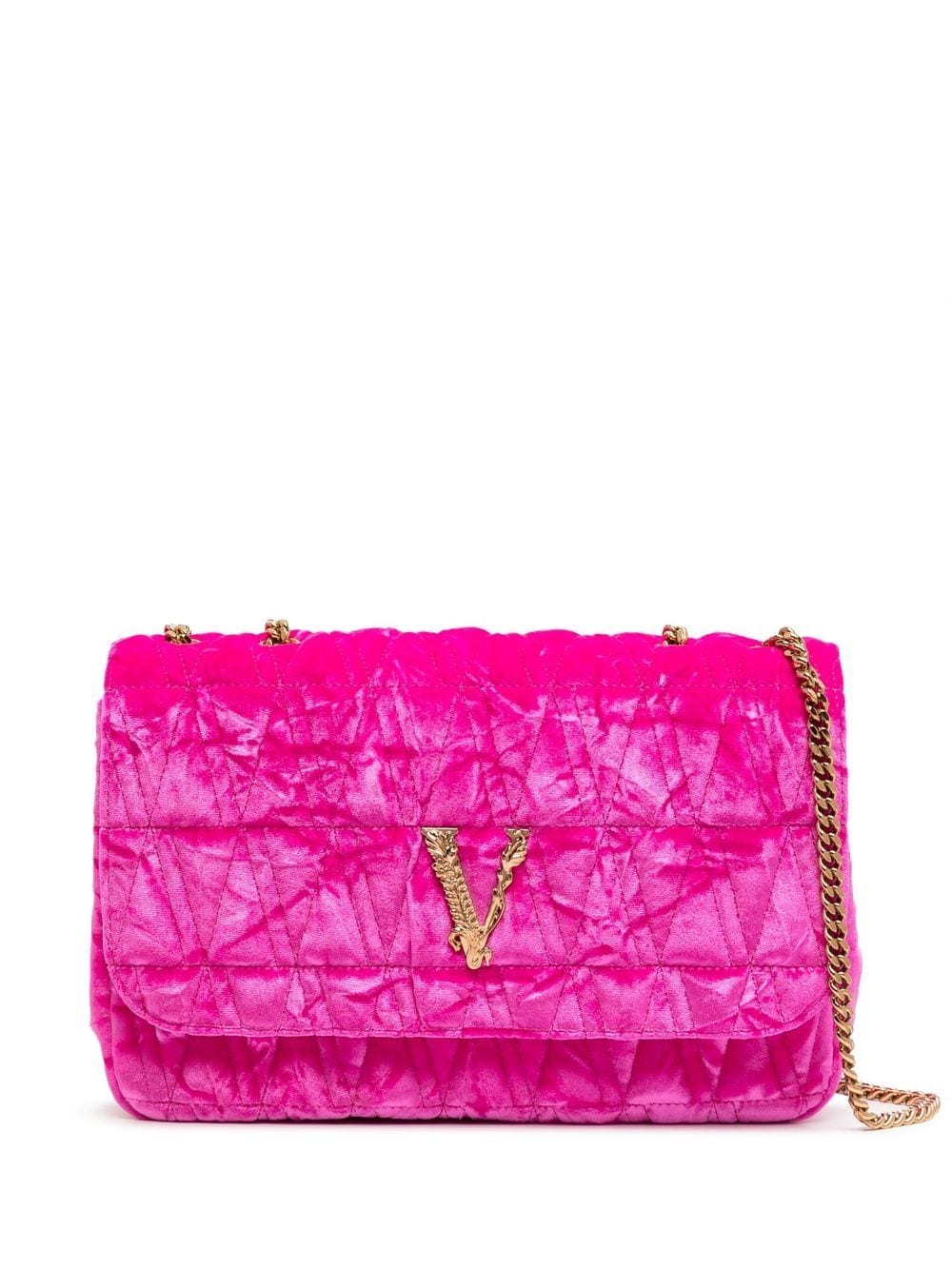 Versace Virtus Schultertasche aus Samt - Rosa von Versace