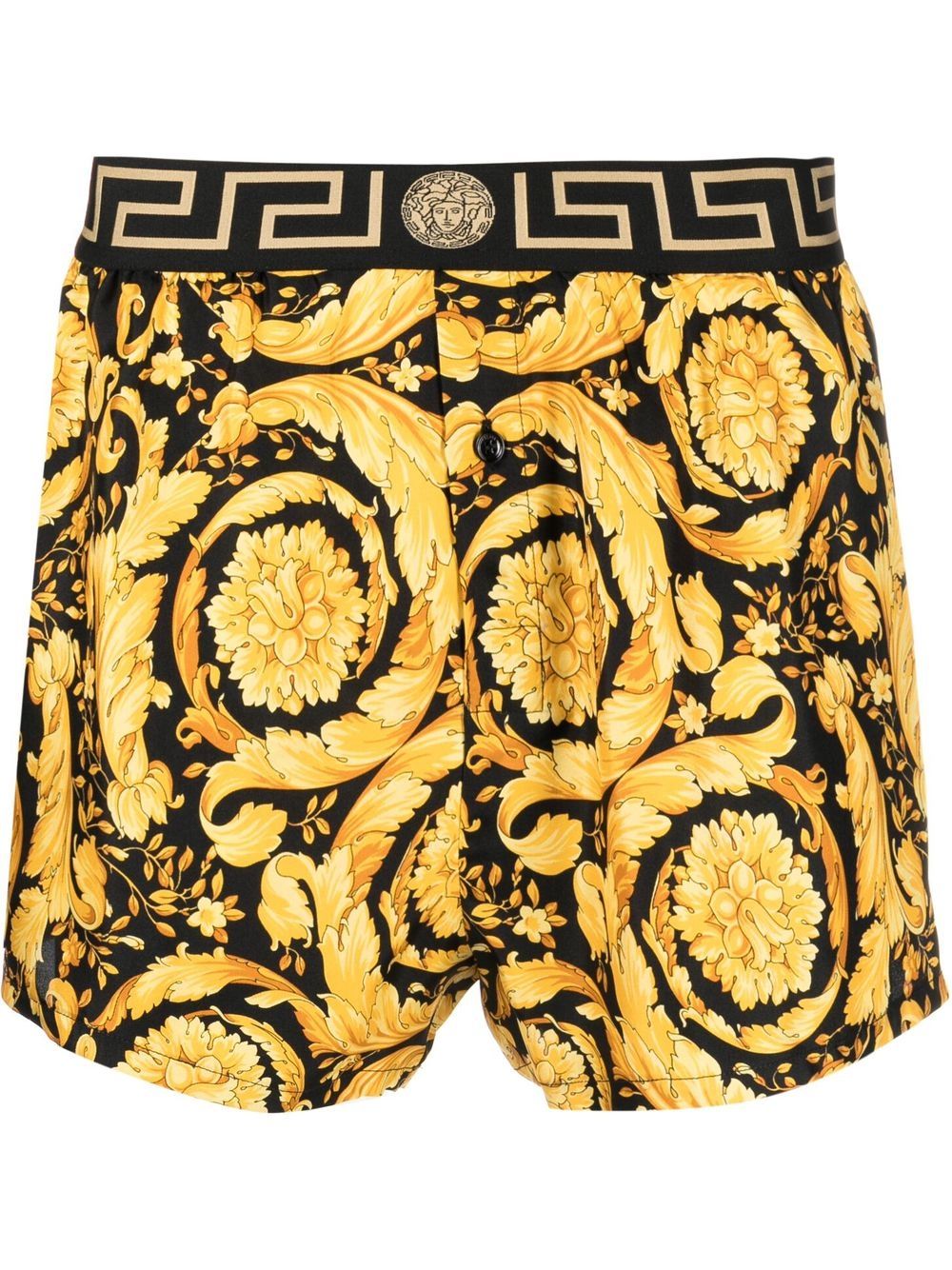 Versace Seidenshorts mit barockem Print - Gelb von Versace