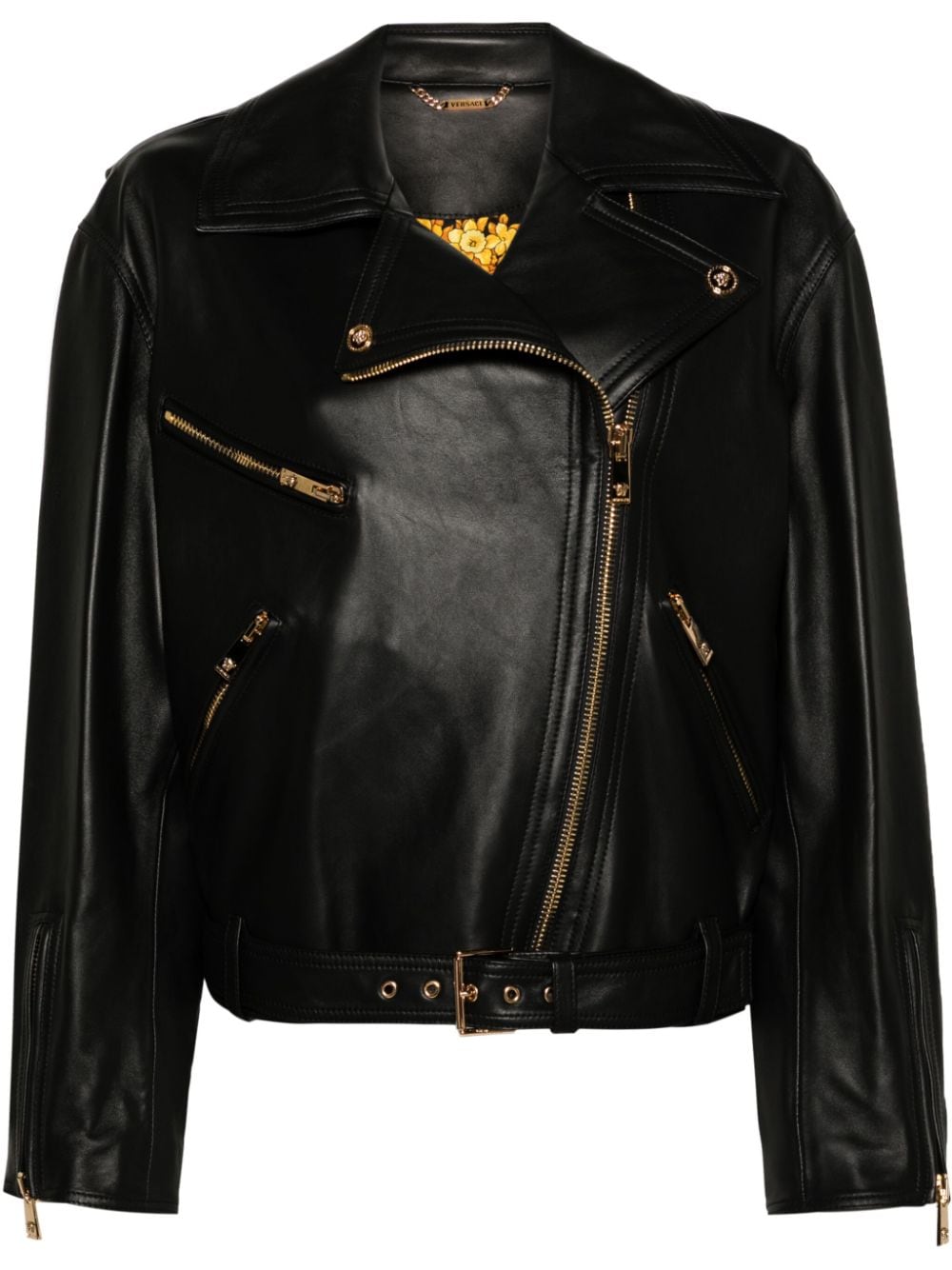 Versace Bikerjacke mit Gürtel - Schwarz von Versace