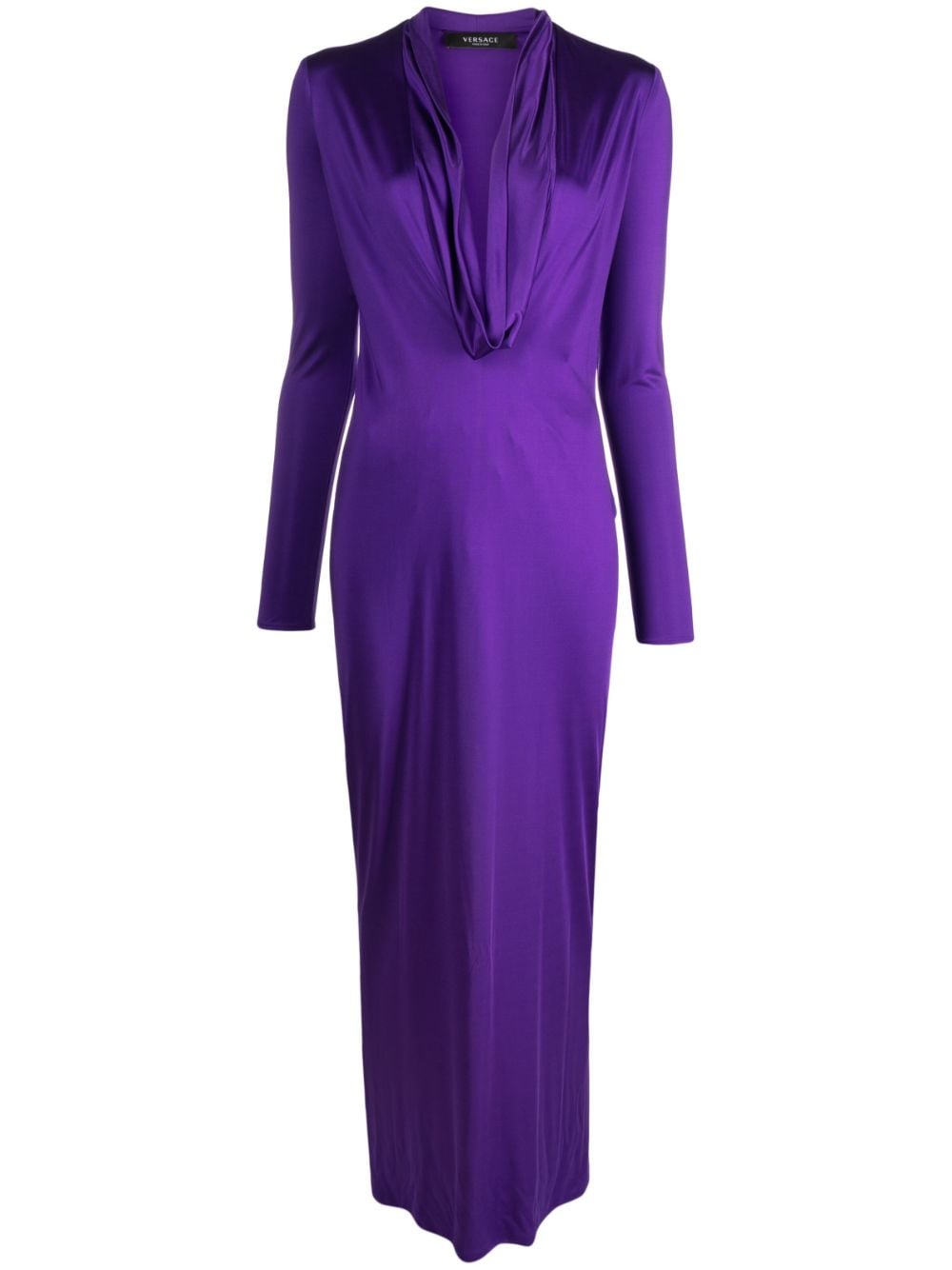 Versace Maxikleid mit Schalkragen - Violett von Versace