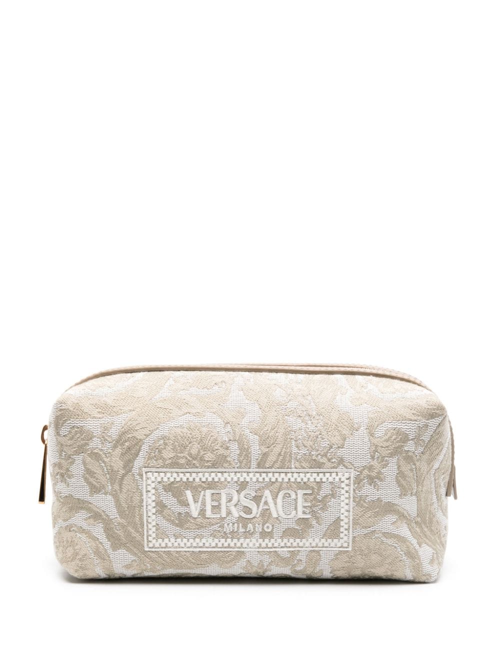 Versace Jacquard-Kosmetiktasche mit Logo - Nude von Versace