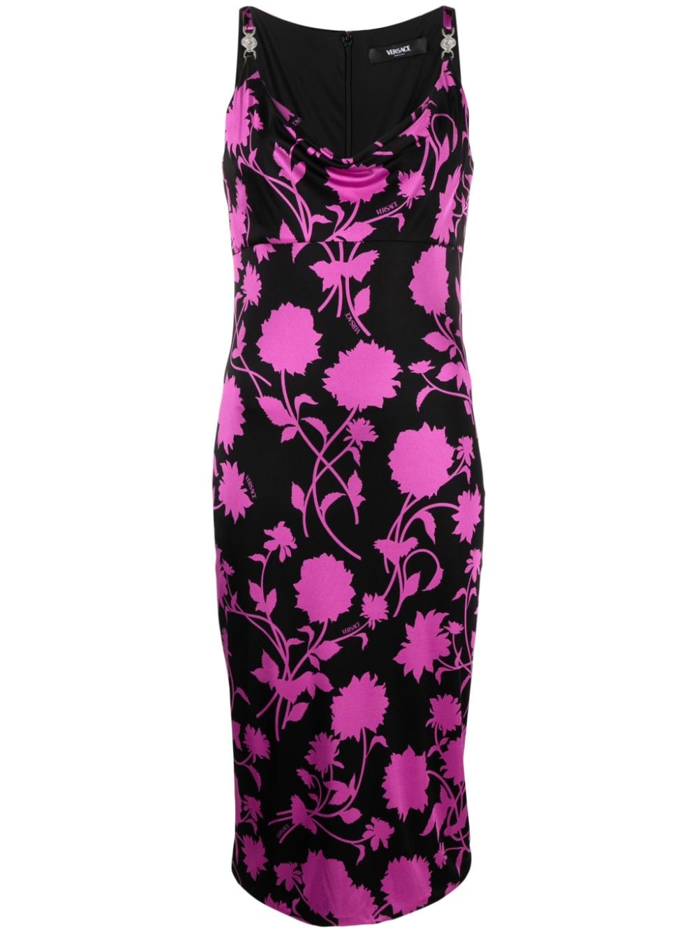 Versace Kleid mit Blumen-Print - Schwarz von Versace