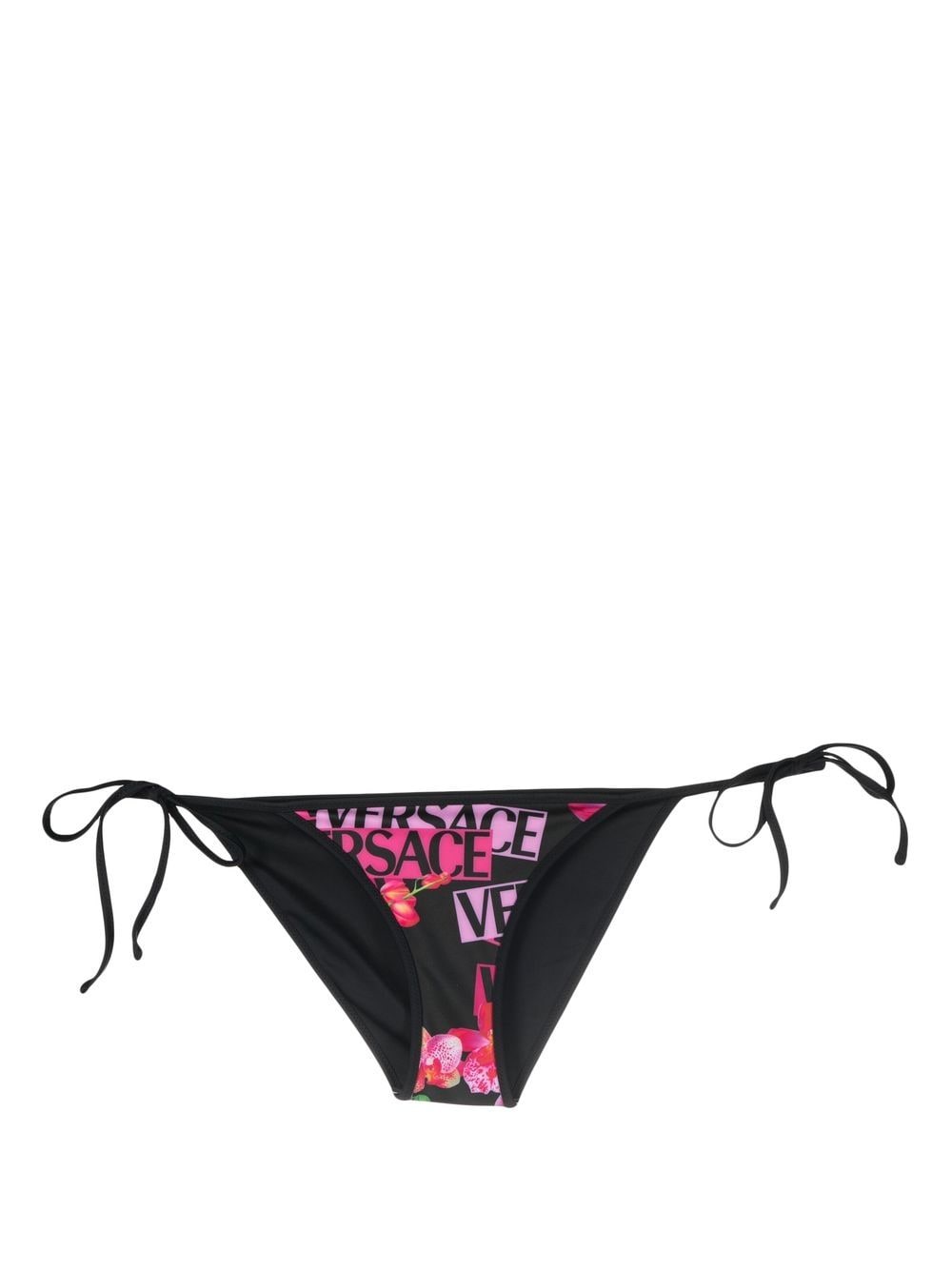 Versace Bikinihöschen mit Blumen-Print - Schwarz von Versace