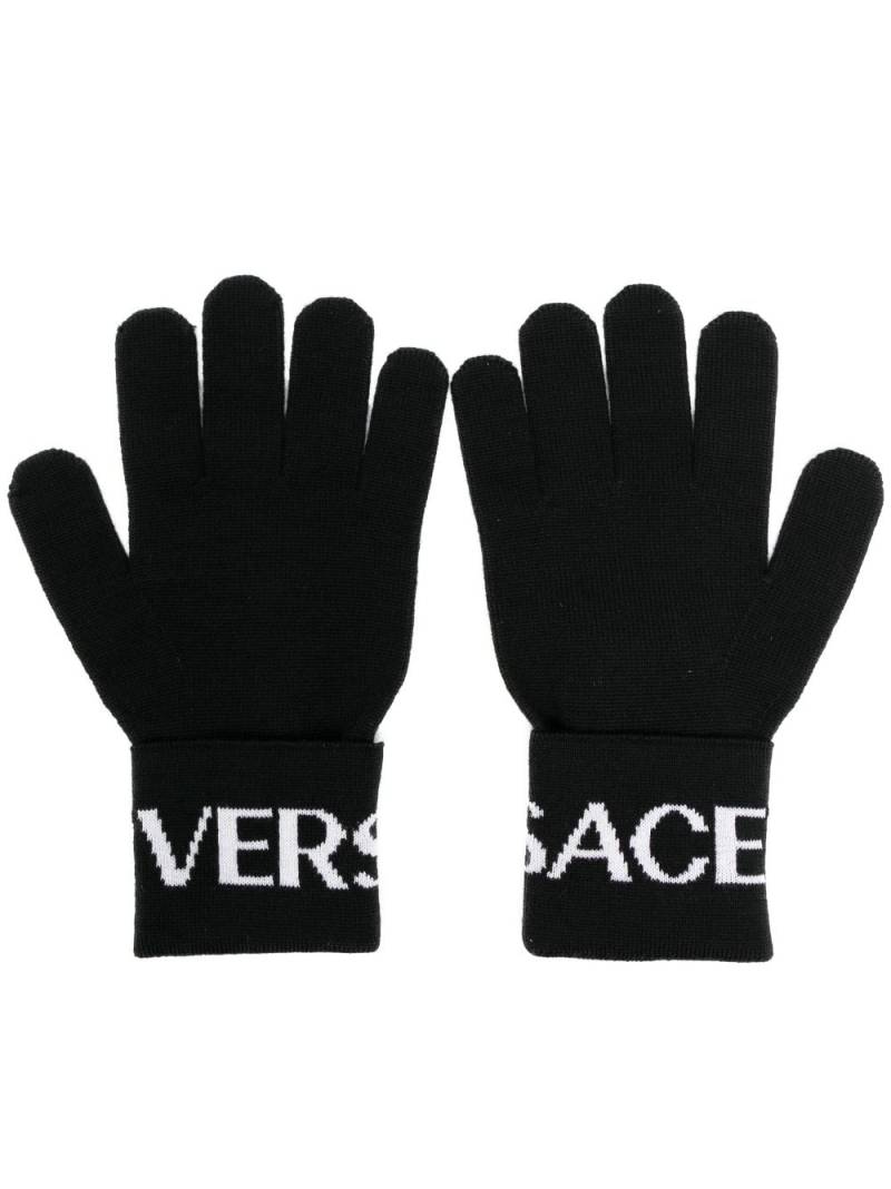 Versace Handschuhe mit Intarsien-Logo - Schwarz von Versace